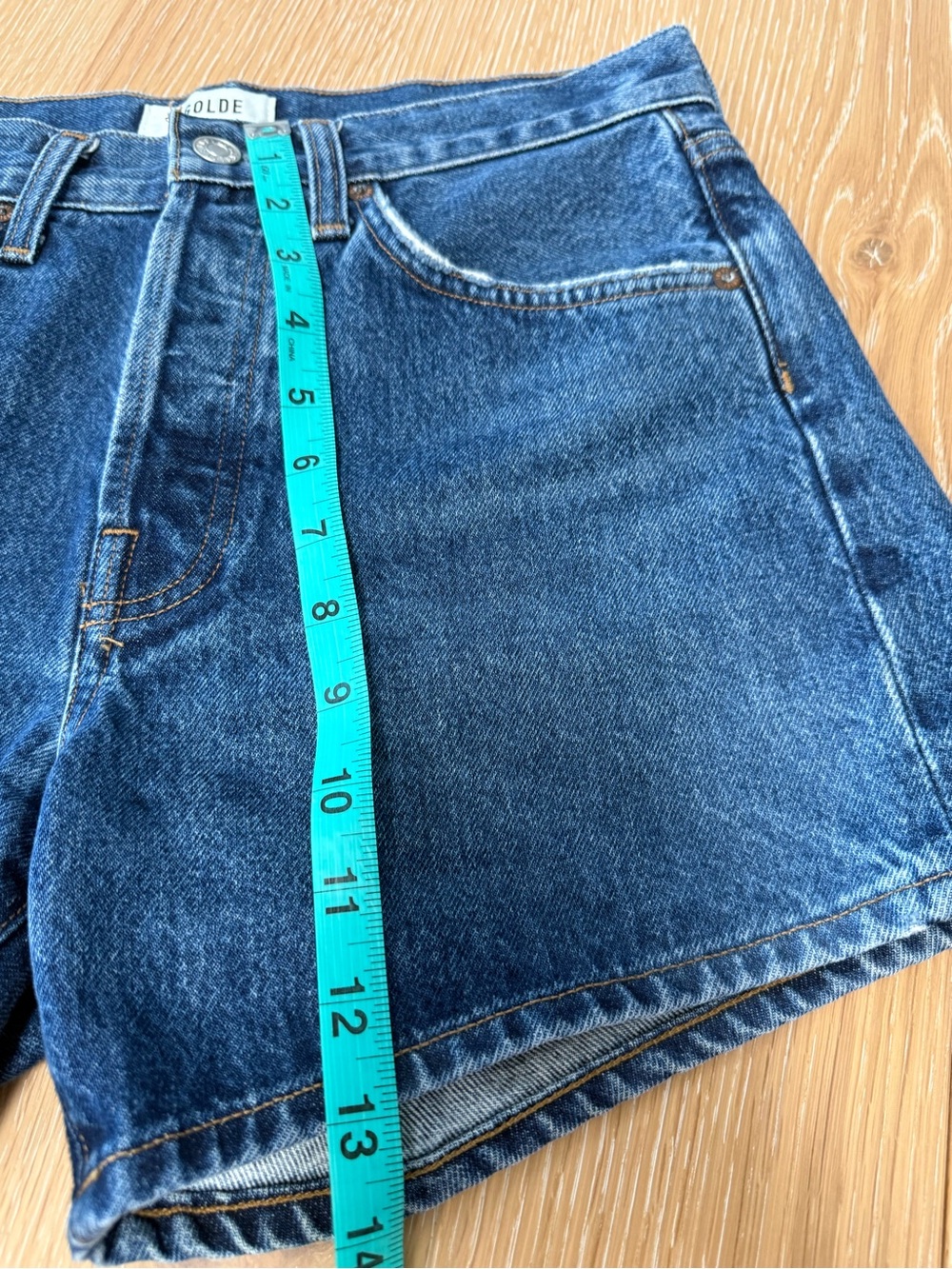 AGOLDE Parker Long High Rise Denim Shorts Organic Cotton Size 25 - Picture 9 of 10